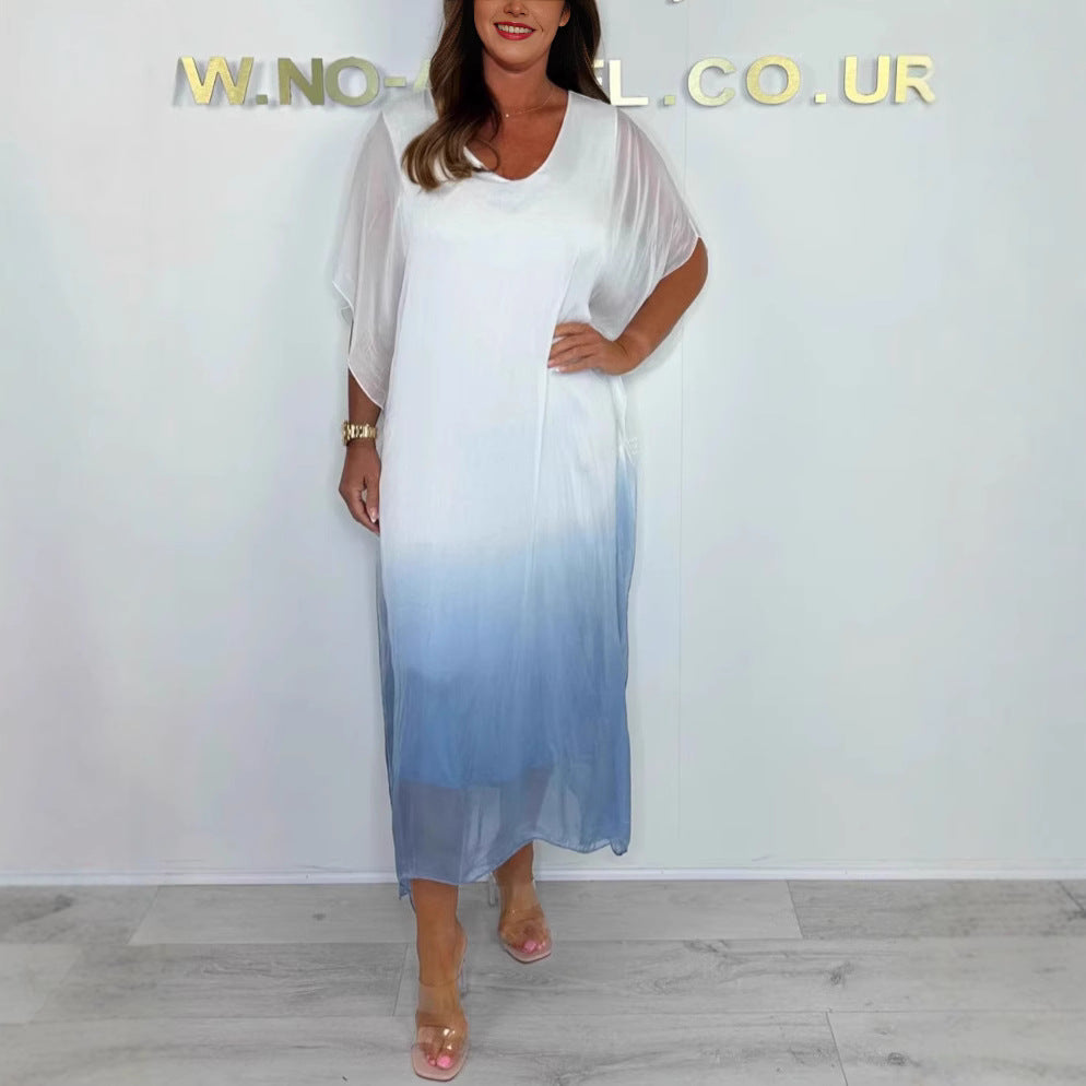 Dame maxikjole med flydende chiffon og elegant farveovergang Stilla