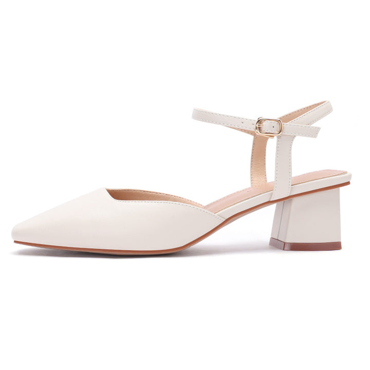 Dame Elegant Spids-Tå Slingback Hæl med Blokhæl Stilla