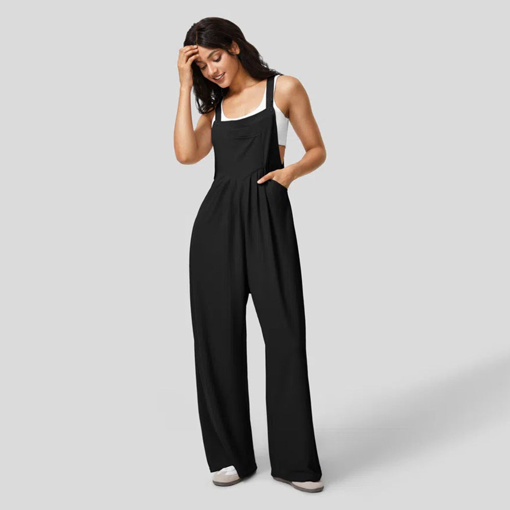 Kvinders afslappede jumpsuit med bred ben og elegant knapdetalje Stilla