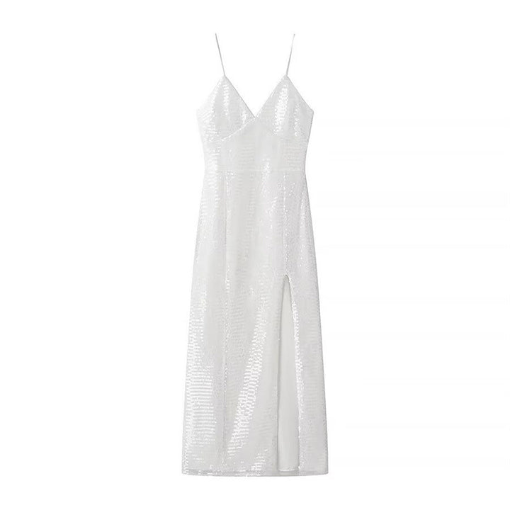 Femme Pailletten Slip Maxi Kjole med sidelæns slids Stilla