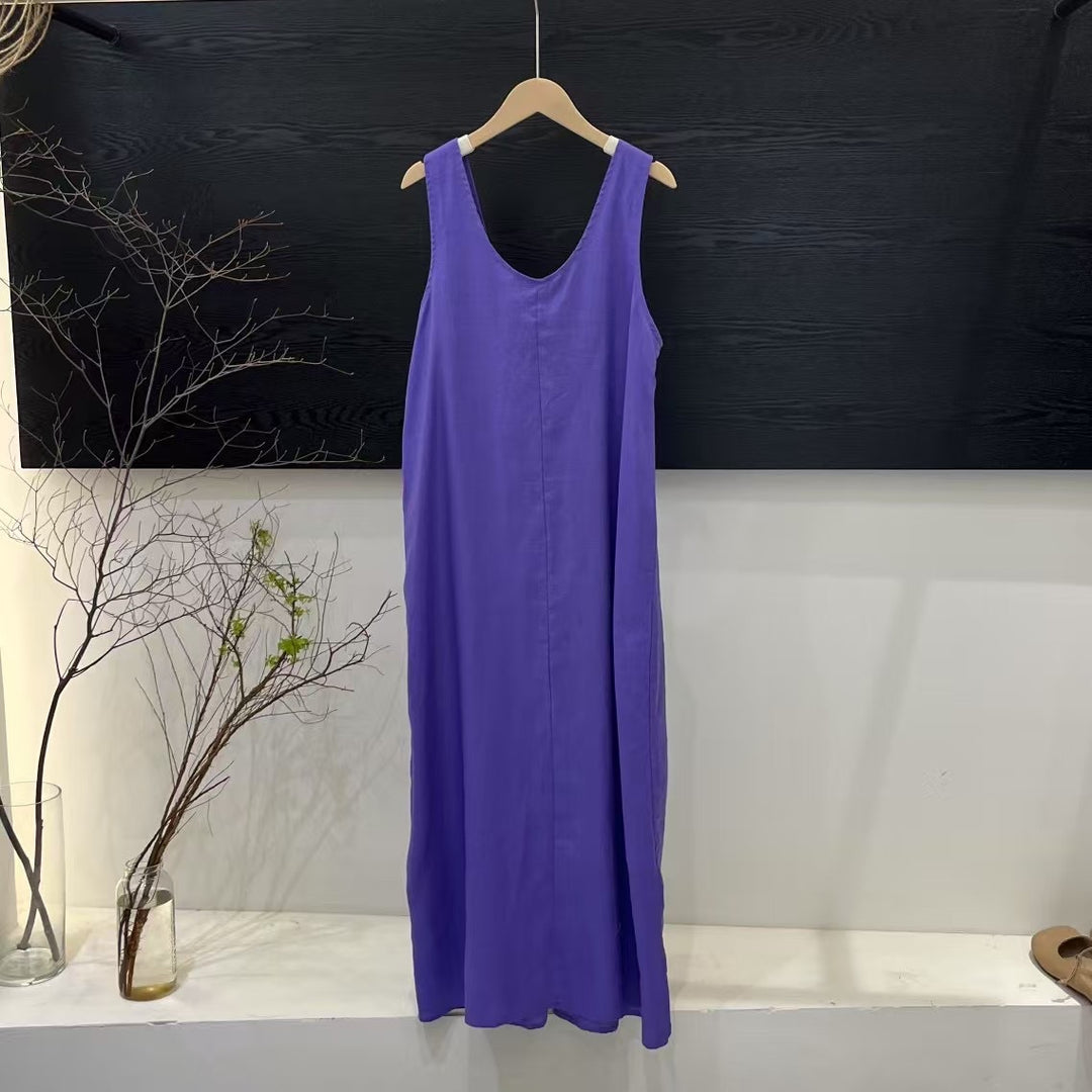 Femme A-linje Maxi kjole med justerbare stropper Stilla