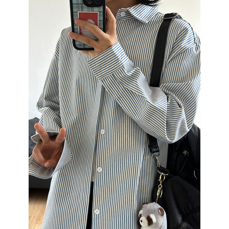 Femme Stribet Let Button-Up Skjorte Stilla