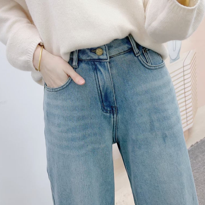 Dame Bred High-Waist Jeans med afslappet snit og elegant design Stilla