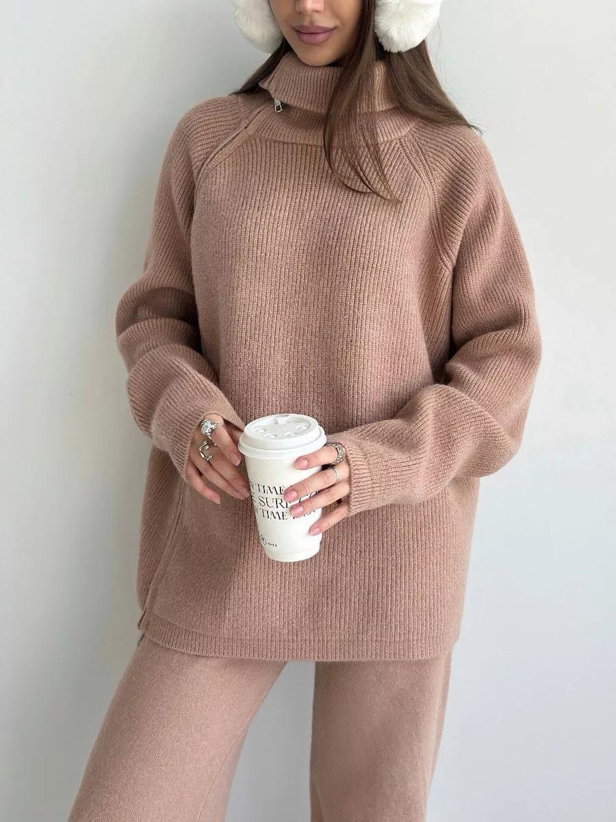 Femme Højkrave Lynlås Strikpullover Stilla