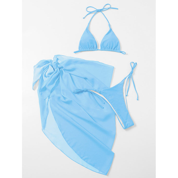 Dame bikini-sæt med draperet omslagskjørt Skovae