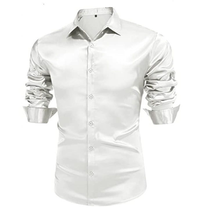 Herrer Elegant Satin Skjorte Stilla
