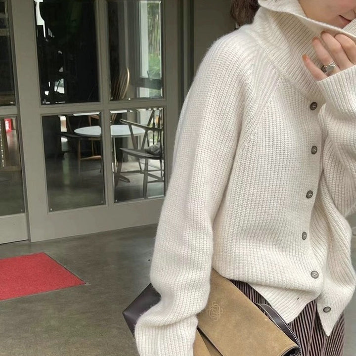 Femme Cozy Ribstriktrøje med Sjal-krave Stilla