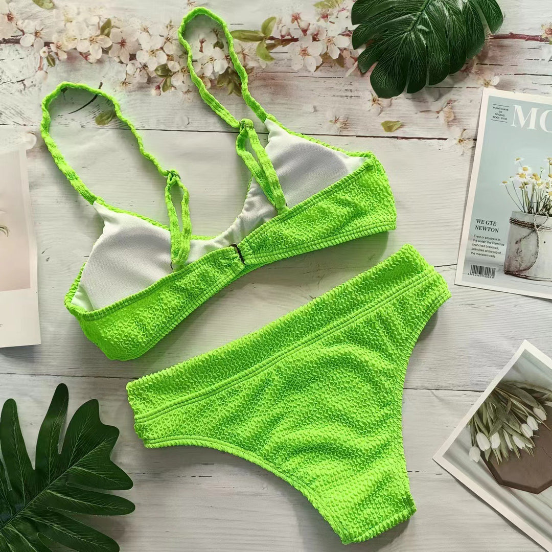 Femme Textureret Bralette Bikini Sæt Stilla