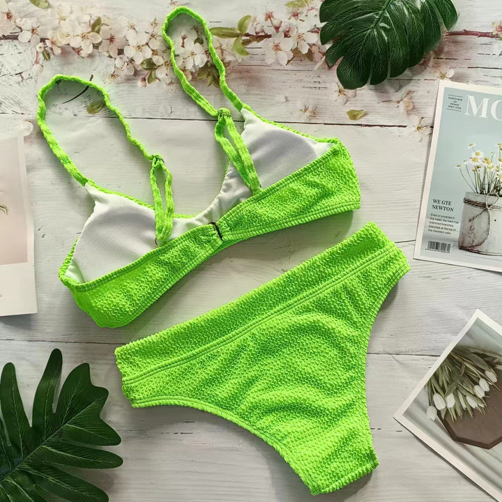 Femme Textureret Bralette Bikini Sæt Stilla