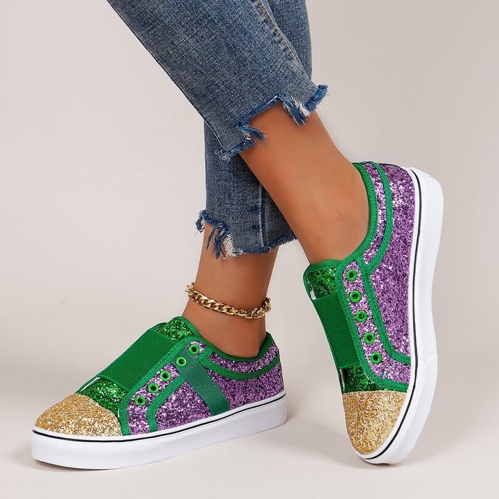 Dame Glitrende Sneakers med elastisk remdesign og skridsikker sål Stilla