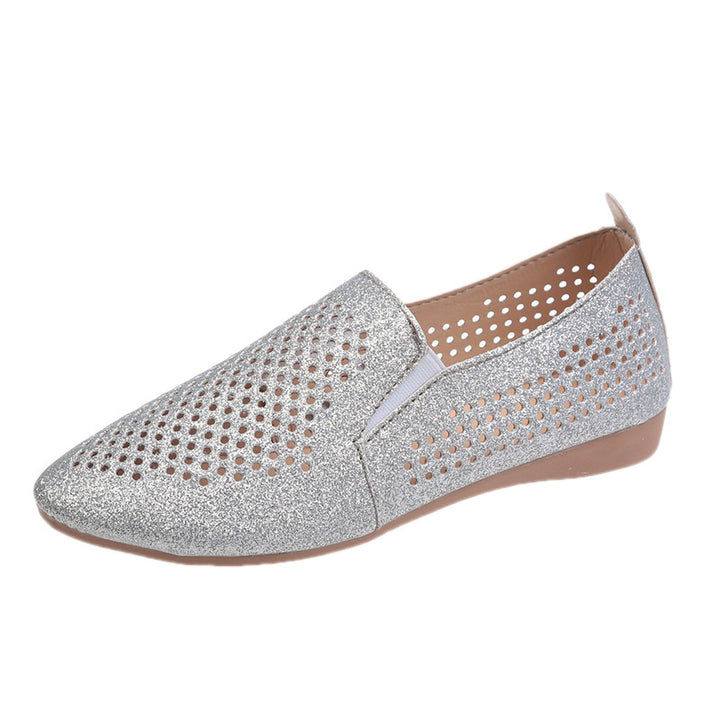 Dame elegante slippers med glitrende overflade og åndbare perforeringer Stilla
