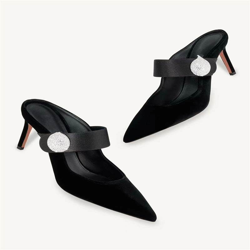 Femme Spids-Tå Slingback-Hæle med dekorativ rem Stilla