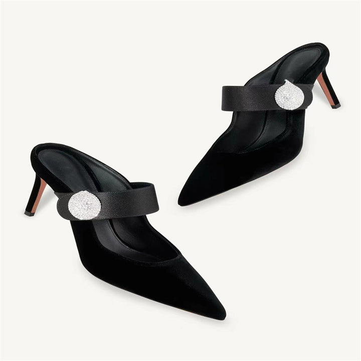 Femme Spids-Tå Slingback-Hæle med dekorativ rem Stilla