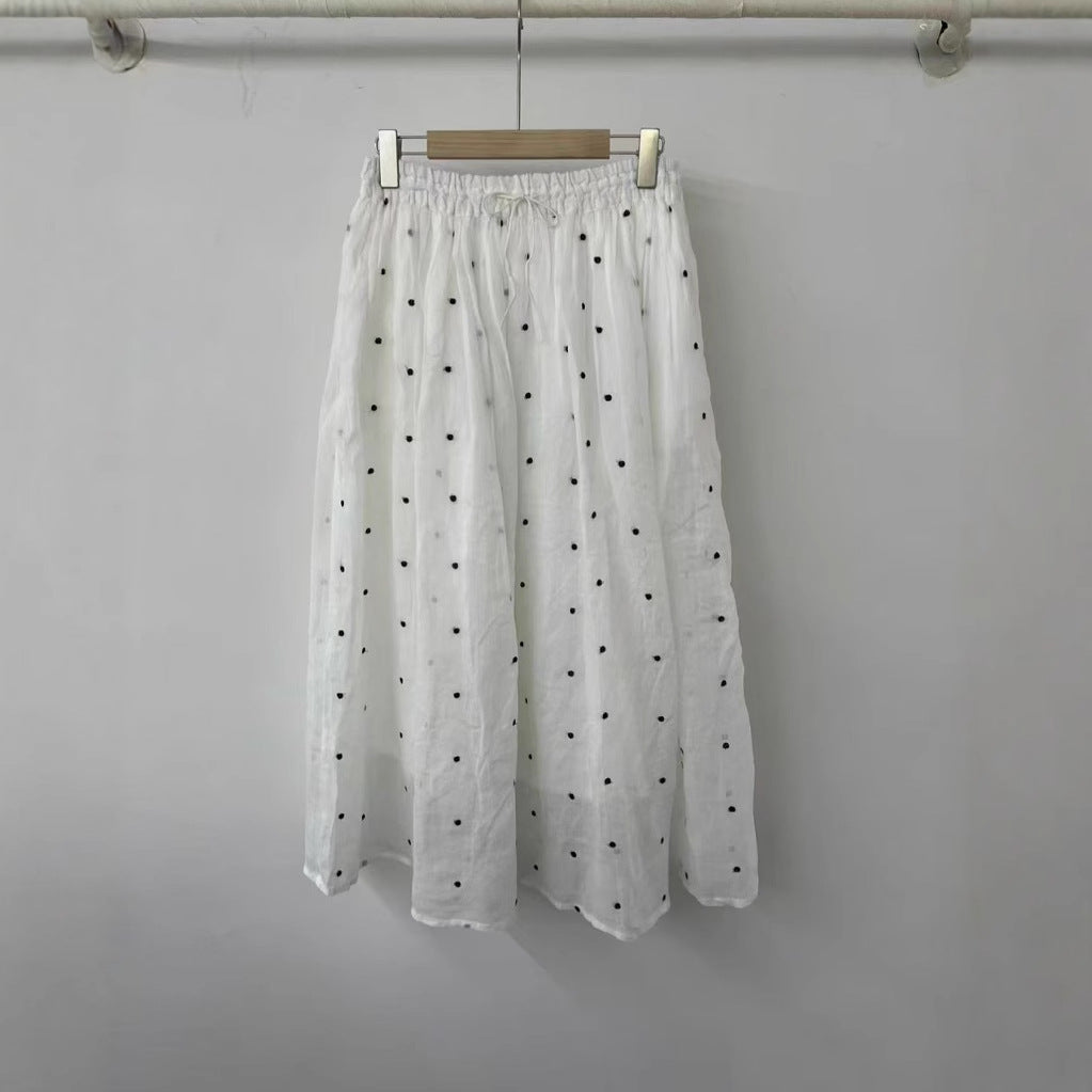 Femme Polka Dot Maxi Skirt med elastisk talje Stilla