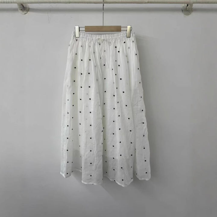 Femme Polka Dot Maxi Skirt med elastisk talje Stilla