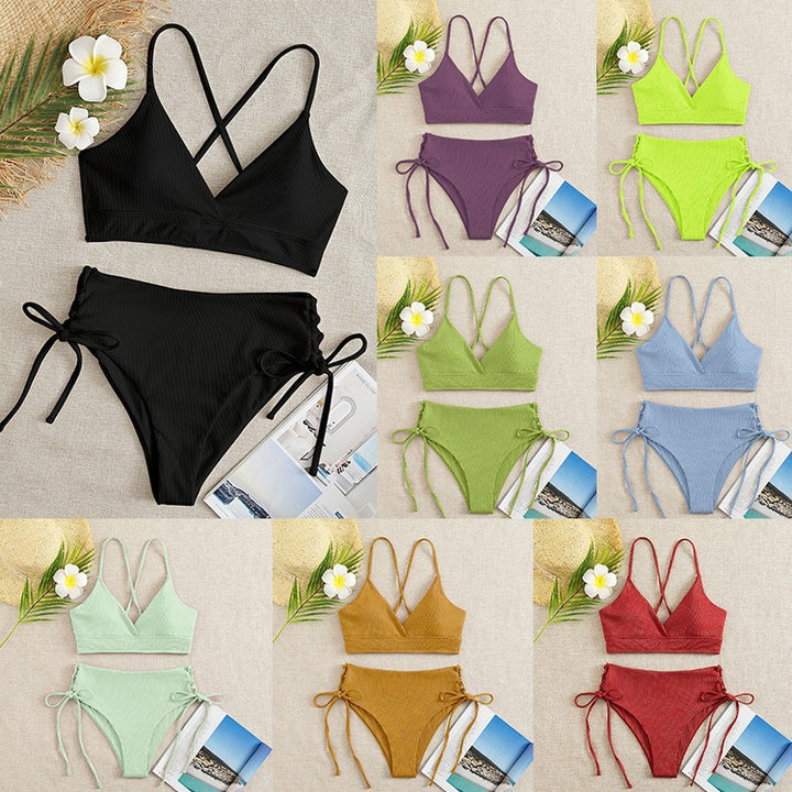 Dame Triangel-Bikini med raffinerede snøredetaljer Skovae