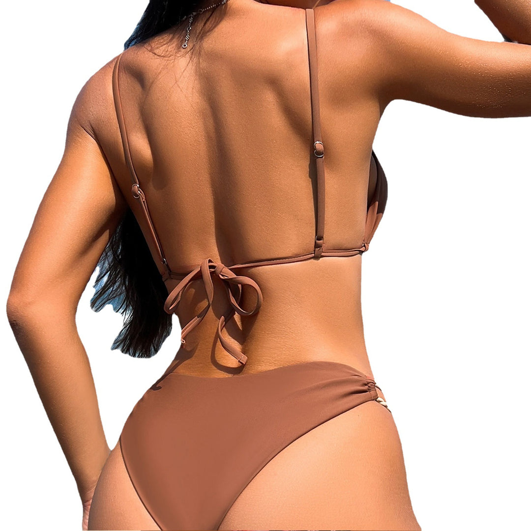 Dame Triangle Bikini Sæt med dekorative flettede stropper Stilla
