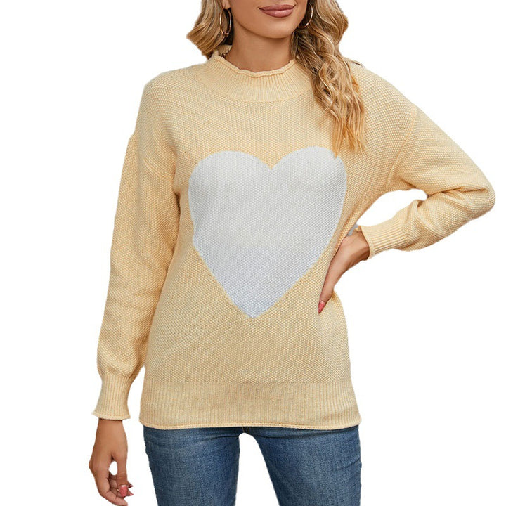 Dame moden sweater med hjerteprint Stilla