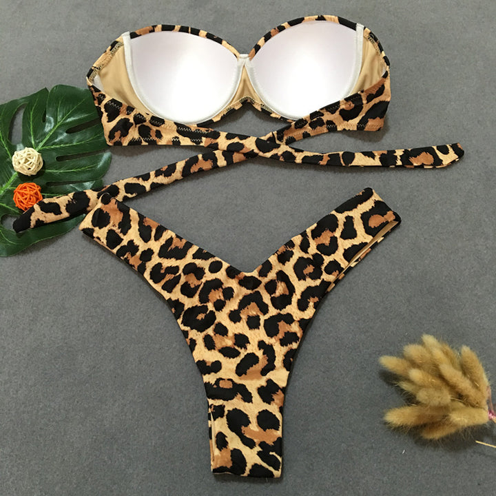 Dame Strapless Leopardmønster Bikini-Sæt Stilla