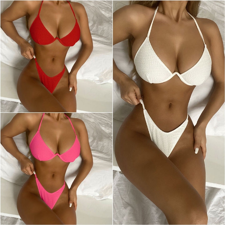 Dame Triangel-Bikini med raffineret mesh-design og justerbare stropper Stilla