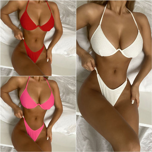 Dame Triangel-Bikini med raffineret mesh-design og justerbare stropper Stilla
