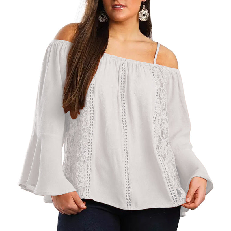 Dame Offshoulder Bluse med spidse accenter og vide ærmer Stilla