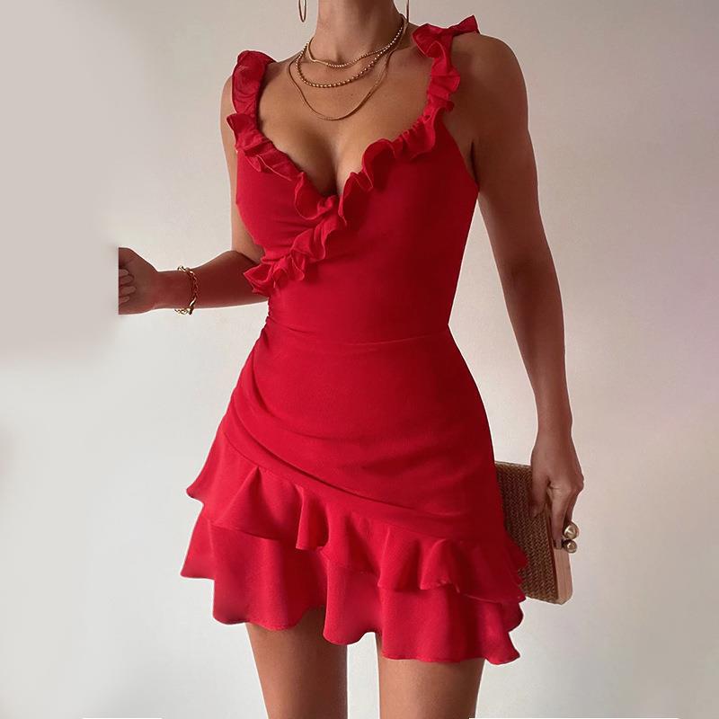 Damer Flirty Ruffle V-halskjole Stilla