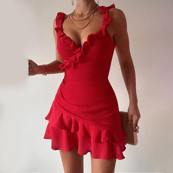 Damer Flirty Ruffle V-halskjole Stilla