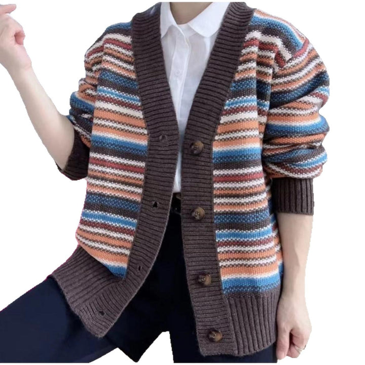 Kvinders cardigan med alsidig stribedesign Stilla
