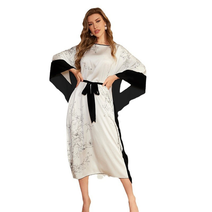 Dame Kaftan-Style Kjole med raffineret blomsterdesign og generøse ærmer Stilla