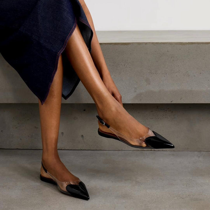 Dame transparente spids Slingback-flats Stilla