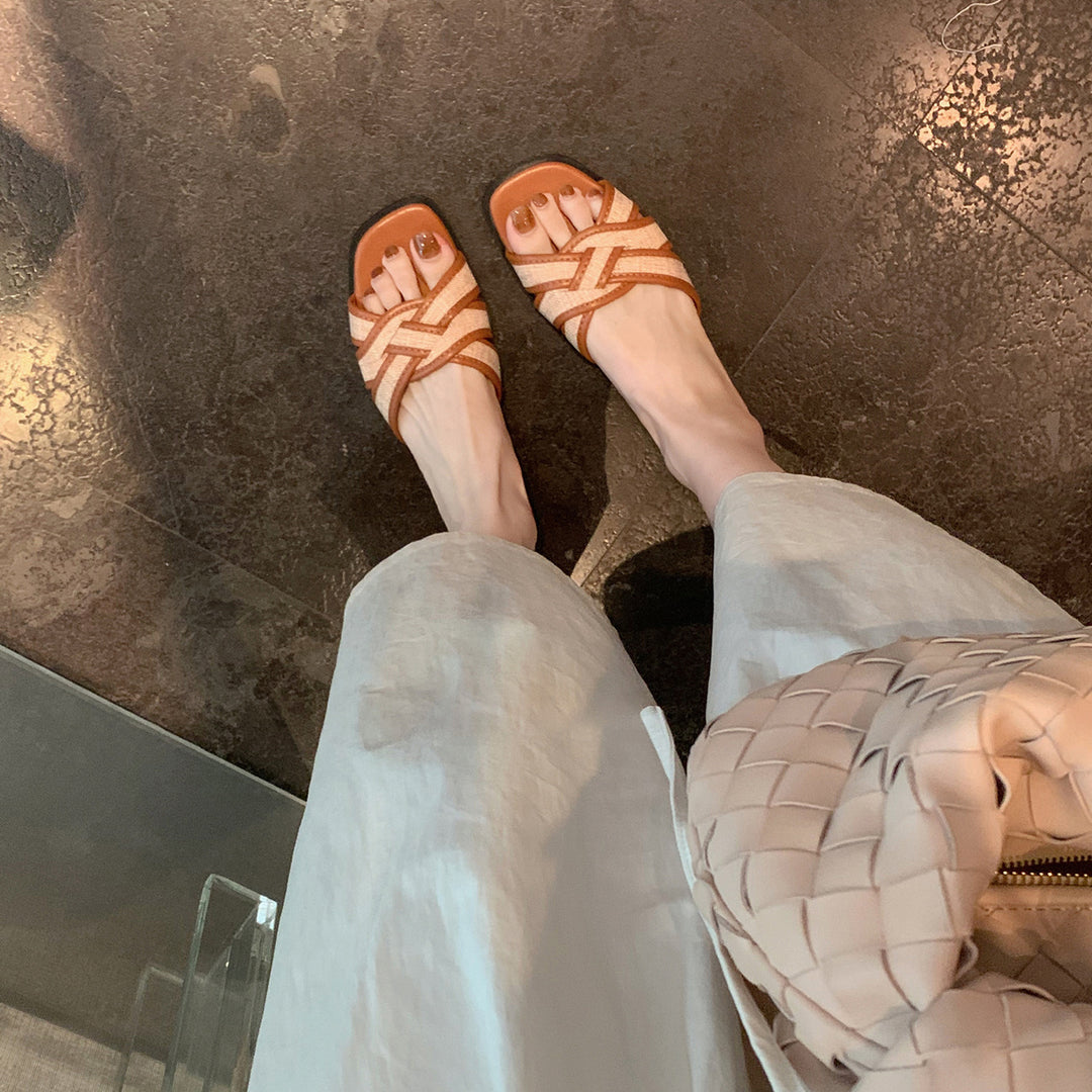 Dame Stilfulde Slide Sandaler med Krydsede Stropper Stilla