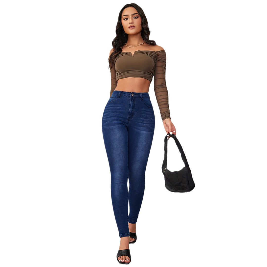 Dame Slim Fit Jeans med høj talje og figursyet design Stilla
