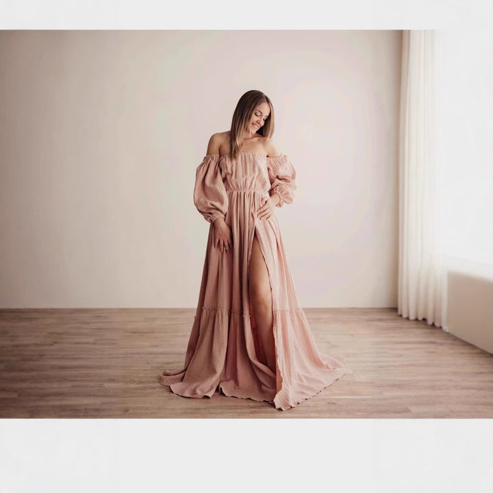 Dame Bohemian Off-Shoulder Maxi Kjole Stilla