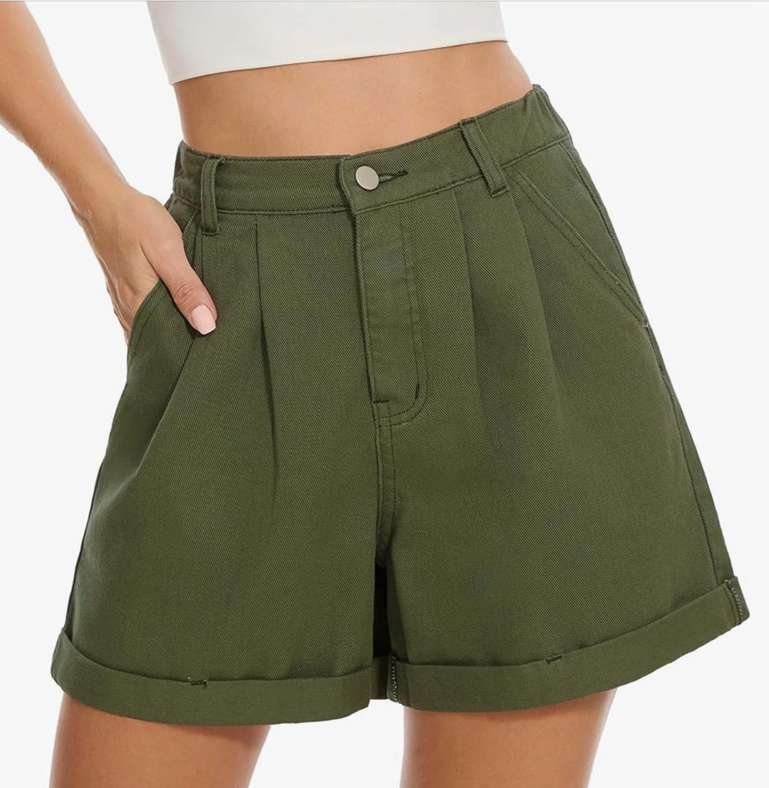Dame højtaljerede folded shorts Stilla