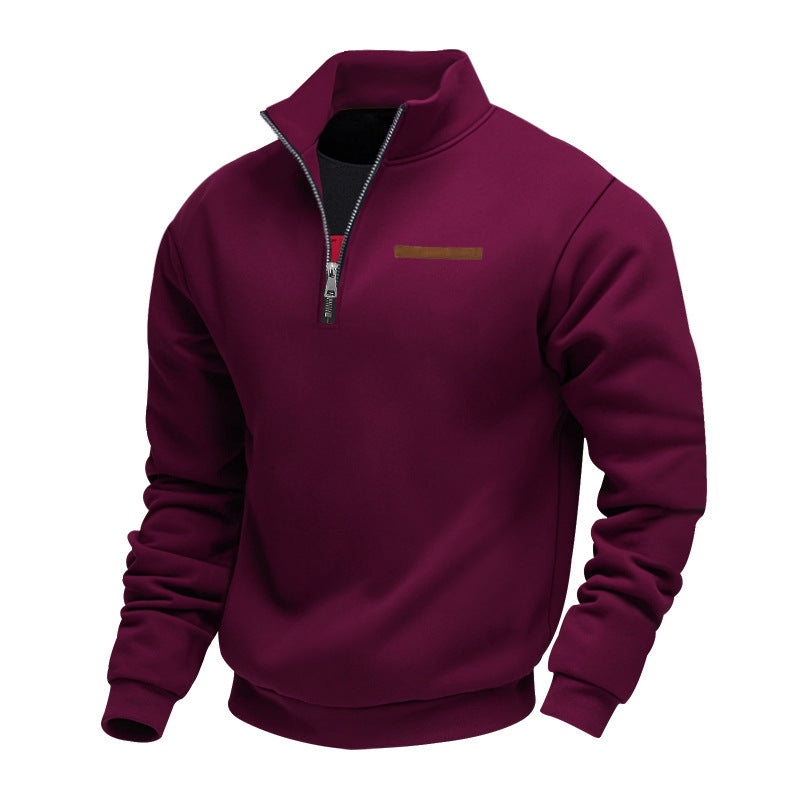 Herrer nan halv-zip sweatshirt lavet af tung fleece med ståkrave og skjult brystlomme Skovae