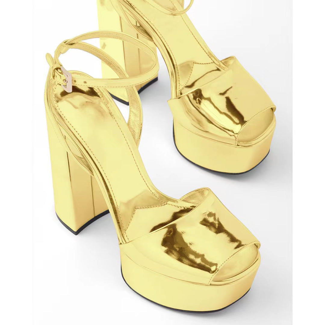 Femme Open-Toe Platform Højhælede Sandaler med justerbare Ankelstropper Stilla
