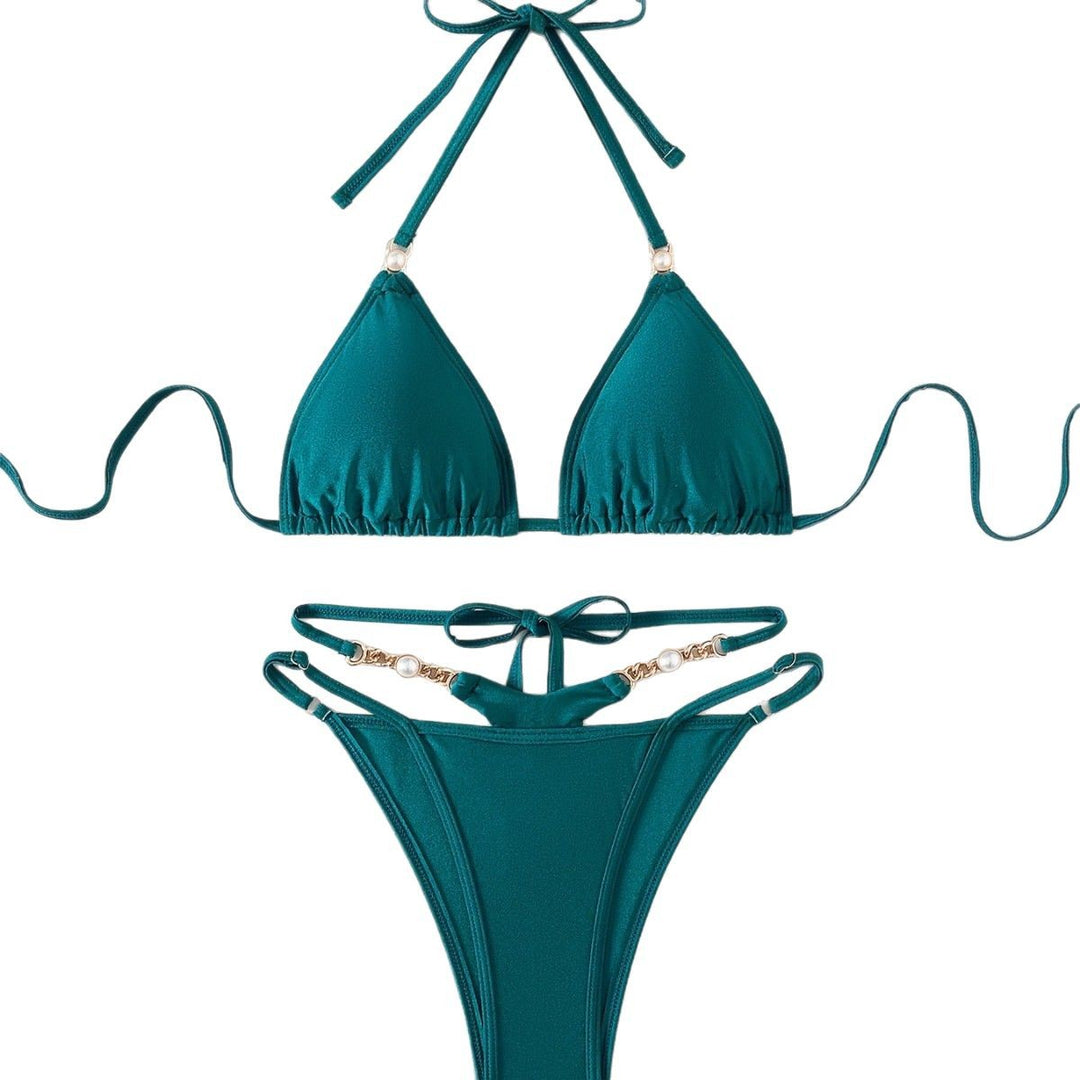 Femme Monokrom Triangel Bikini med dekorative accenter Stilla