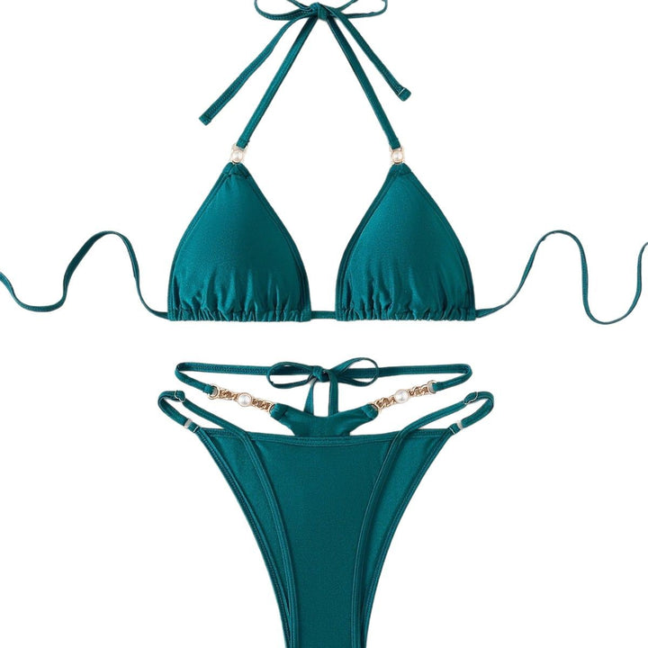 Femme Monokrom Triangel Bikini med dekorative accenter Stilla