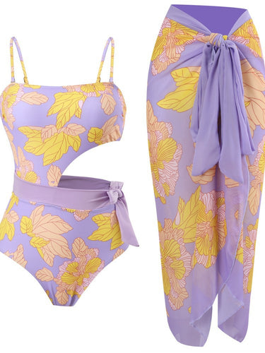 Dame ét-styks badedragt med moderigtig indviklet nederdel og blomsterdesign Stilla