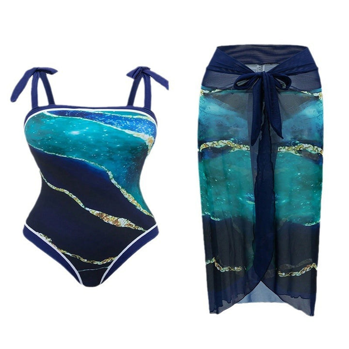 Dame one-piece badedragt med elegant gennemsigtigt cover-up Skovae