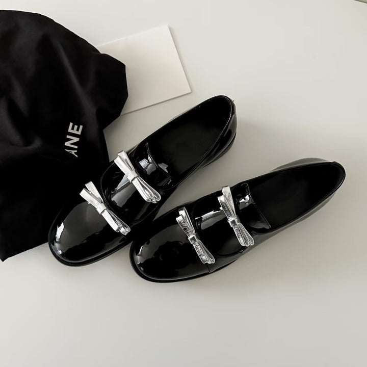 Femme Elegant Patenteret Læder Dobbeltrem Ballerinaer Stilla