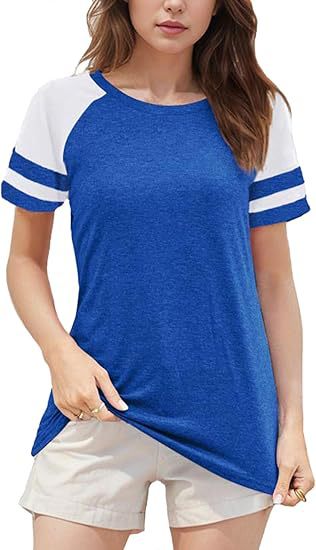 Dame sporty T-shirt med raglanærmer og moderne striber Stilla