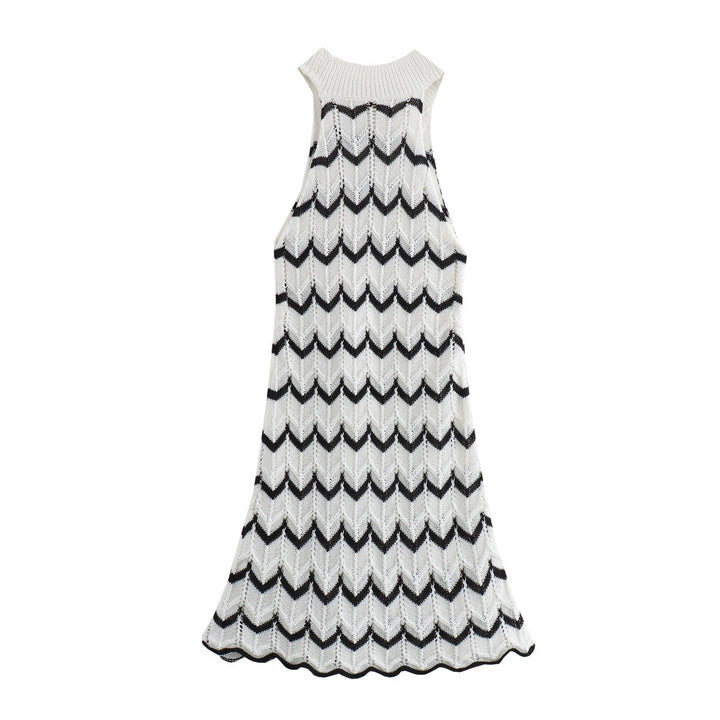 Femme Ærmeløs Strik-Maxi-Kjole med Chevron-Mønster Stilla
