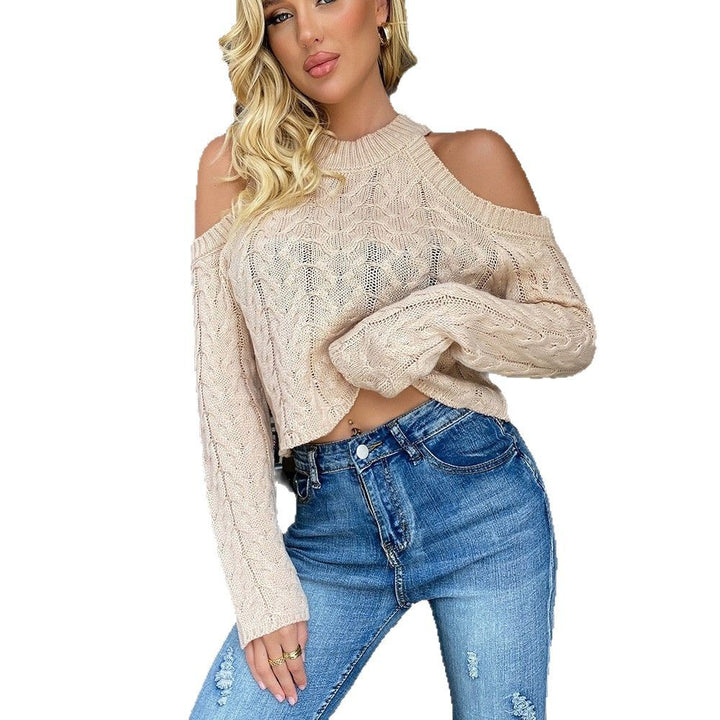 Dame luftig strikpullover med åben skulderdesign Stilla