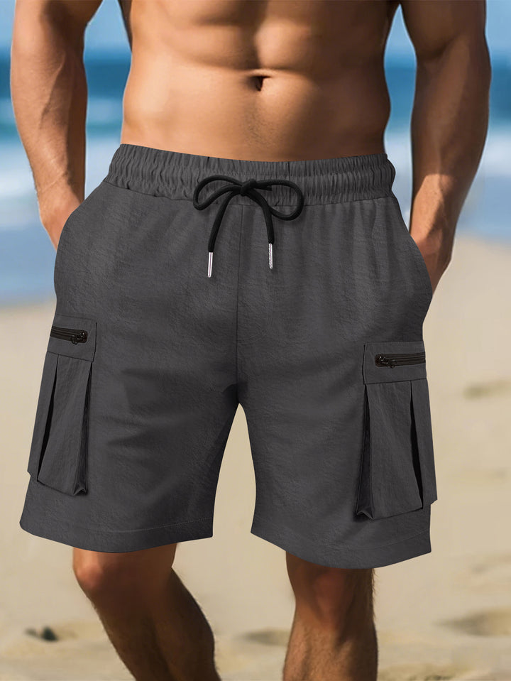 Herre Cargo-shorts med praktiske lynlåslommer og elastisk linning Stilla