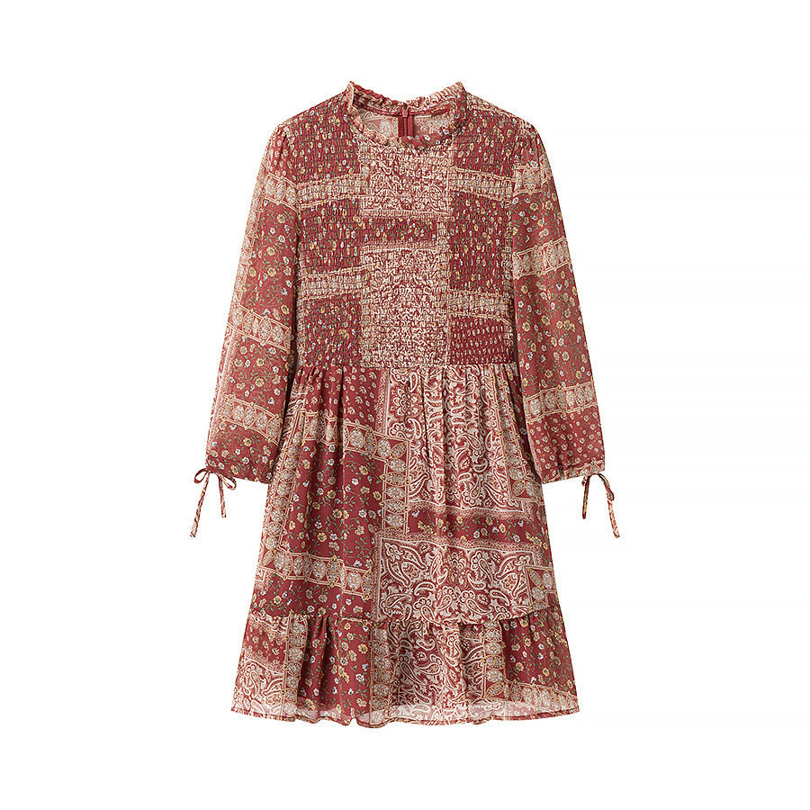 Femme Bohemian Patchwork Skift Kjole Stilla