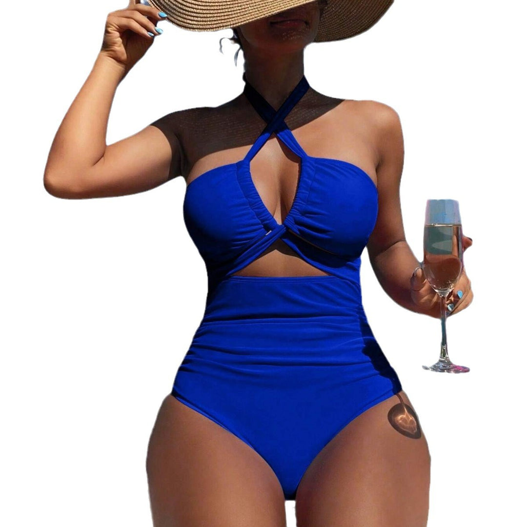 Dame én-delt bikini med elegant kryds-design og høje benudskæringer Stilla
