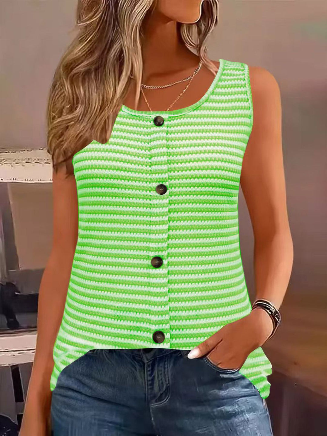 Dame Knap-Down Strik tanktop Stilla