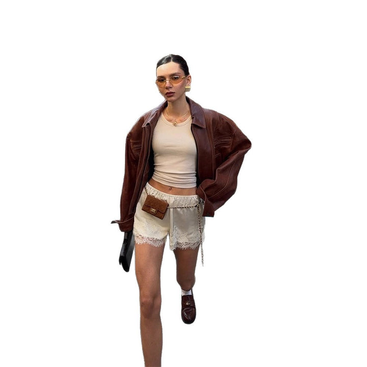 Dame casual kunstlæderjakke i oversized stil Stilla